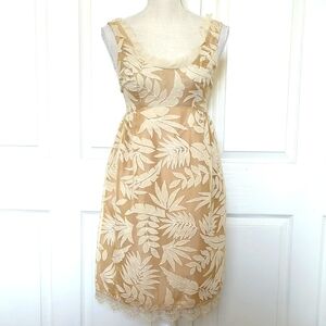 Anna Sui Beige Tropical Floral Silk Dress
